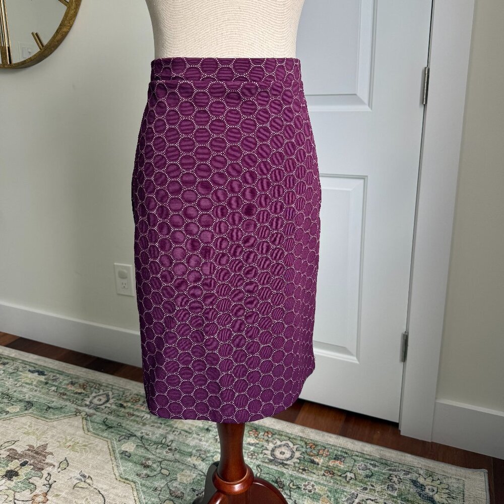 Leota Purple Pencil Skirt Elastic Waist Band Size Large